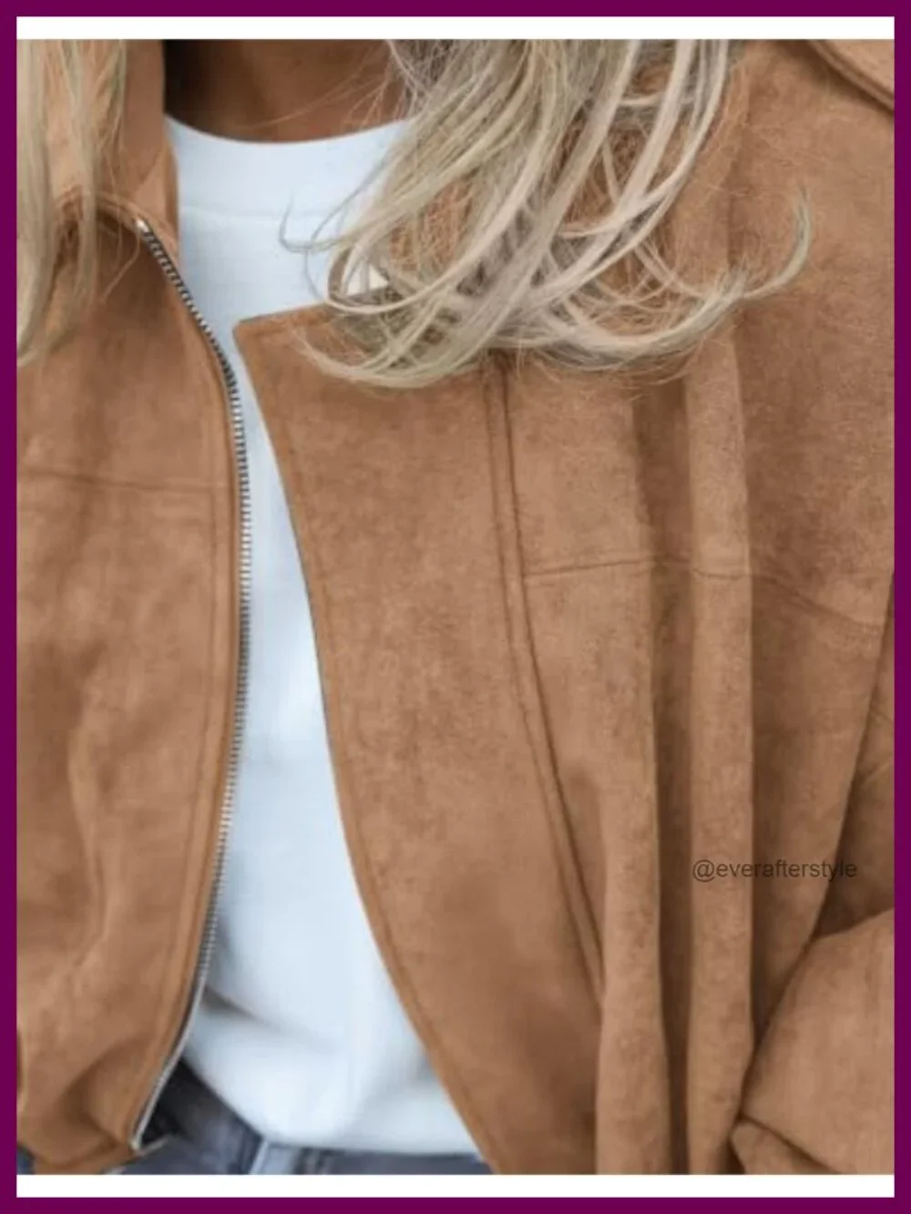 Faux Suede Cropped Bomber Jacket for Women Oversized Lapel Collar Long Batwing